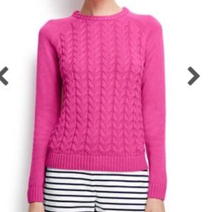 Hot pink Lands End Women's Cable knit sweater